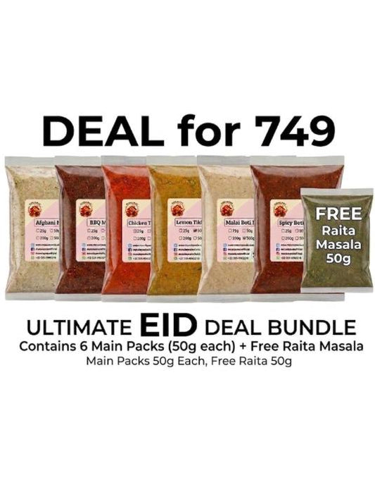 Bakra Eid Special Discounted Deals - Free Raita Masala  - Special BBQ Deal - 7 in 1 deal - 50gms each